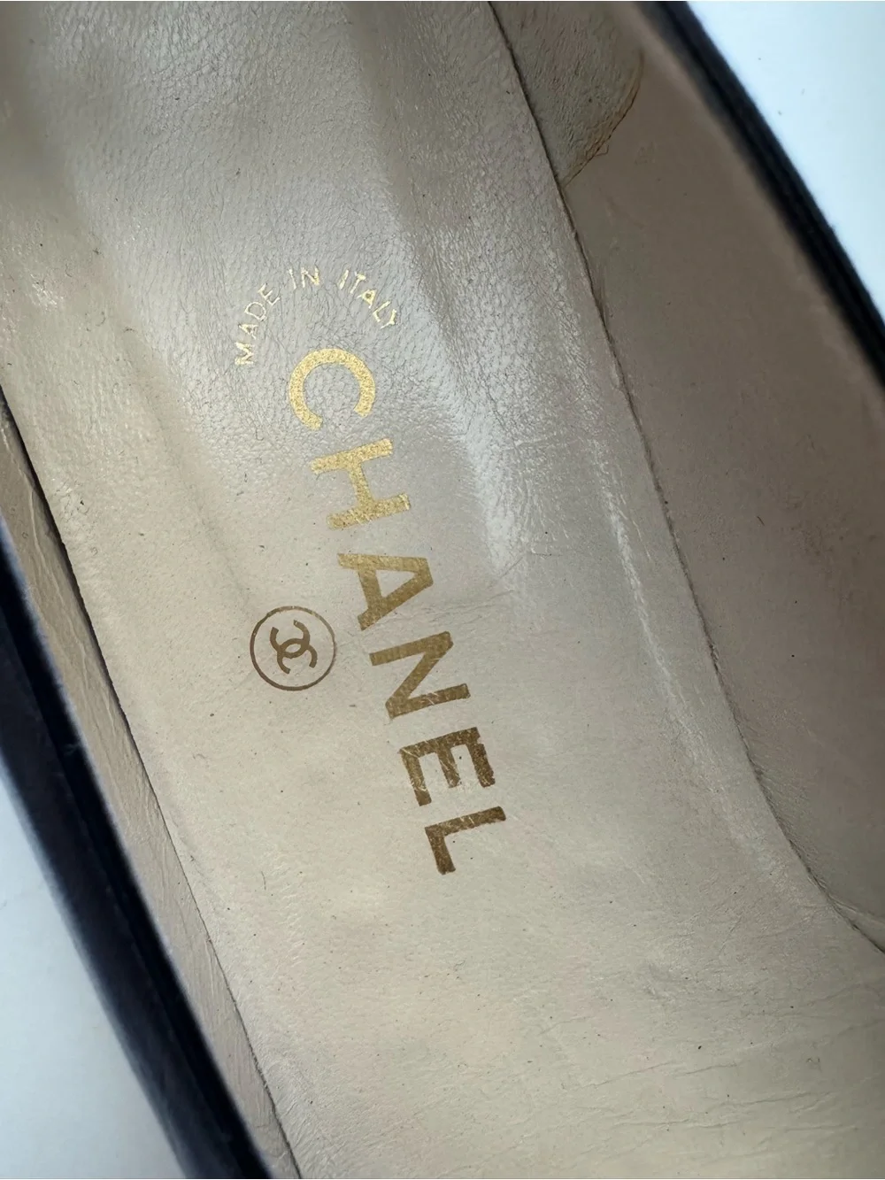 Vintage CHANEL Classic Black Leather Cap Toe Ballet Flats size 8.5